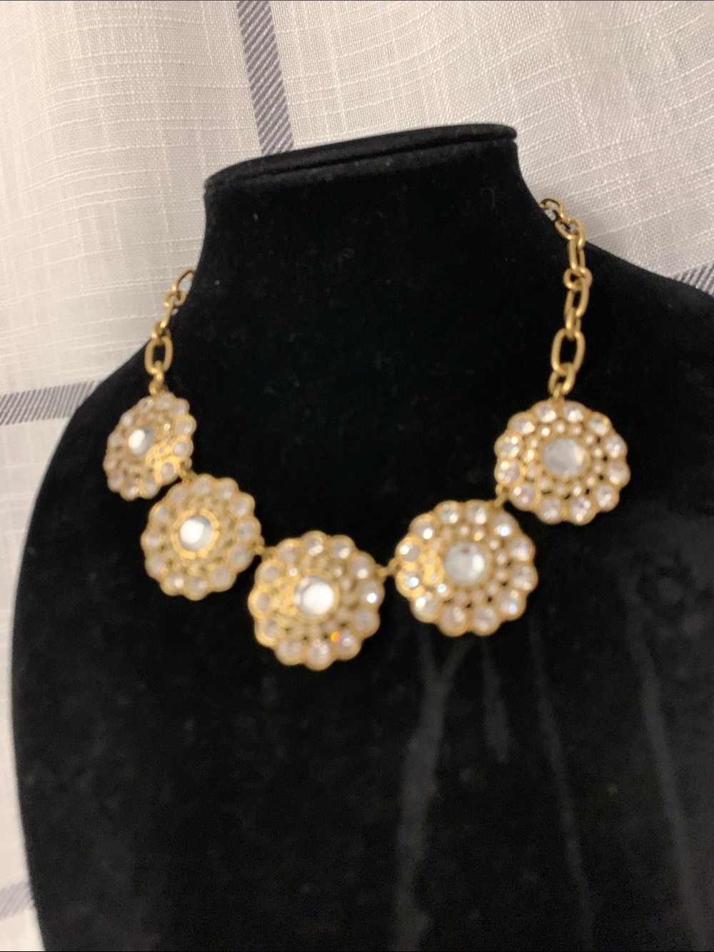 J. Crew Gold Floral Pearl and Crystal Necklace never wore